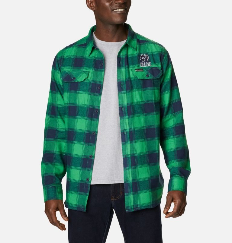 Columbia Collegiate Flare Gun Flannel Long Sleeve - Notre Dame Skjorte Herre Grønn | 52613H