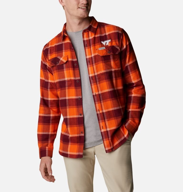 Columbia Collegiate Flare Gun Flannel Long Sleeve - Virginia Tech Skjorte Herre Oransje | 94056L