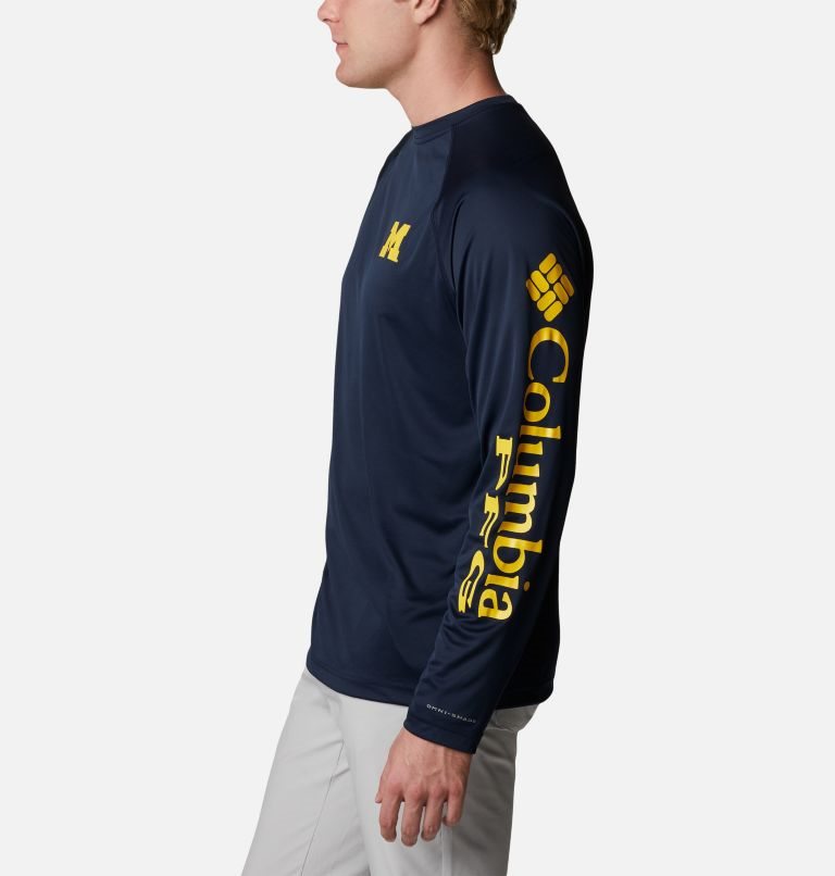 Columbia Collegiate PFG Terminal Tackle Long Sleeve - Michigan Gensere Herre Marineblå | 94861F