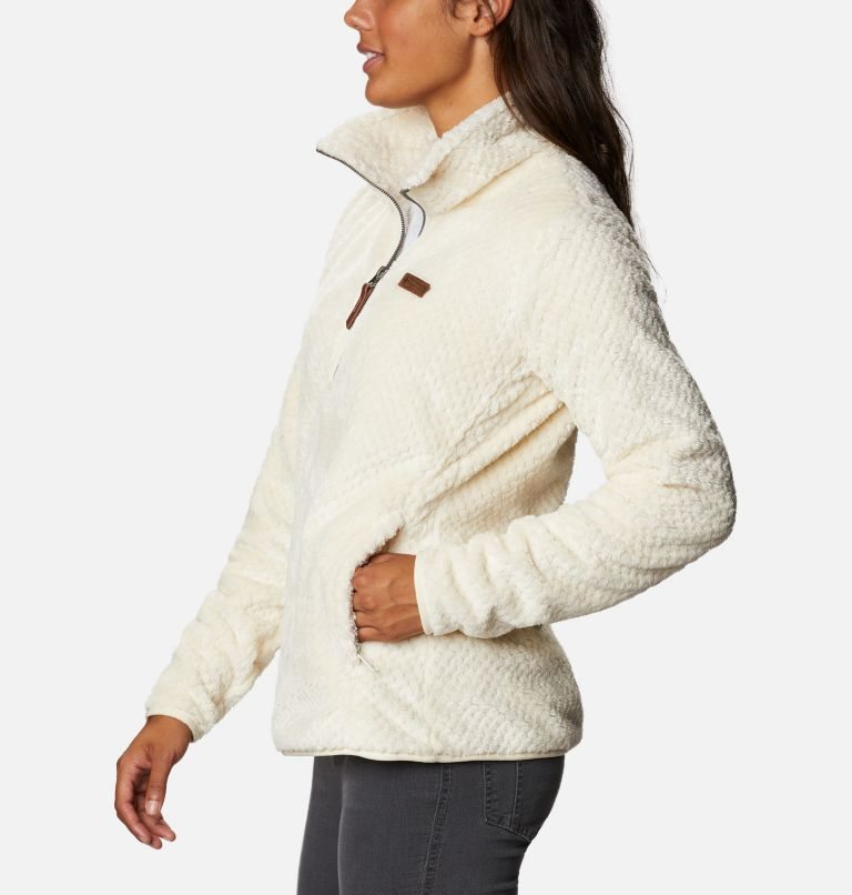 Columbia Fireside Quarter Zip Sherpa Fleece Gensere Dame Pisket Krem | 45109F