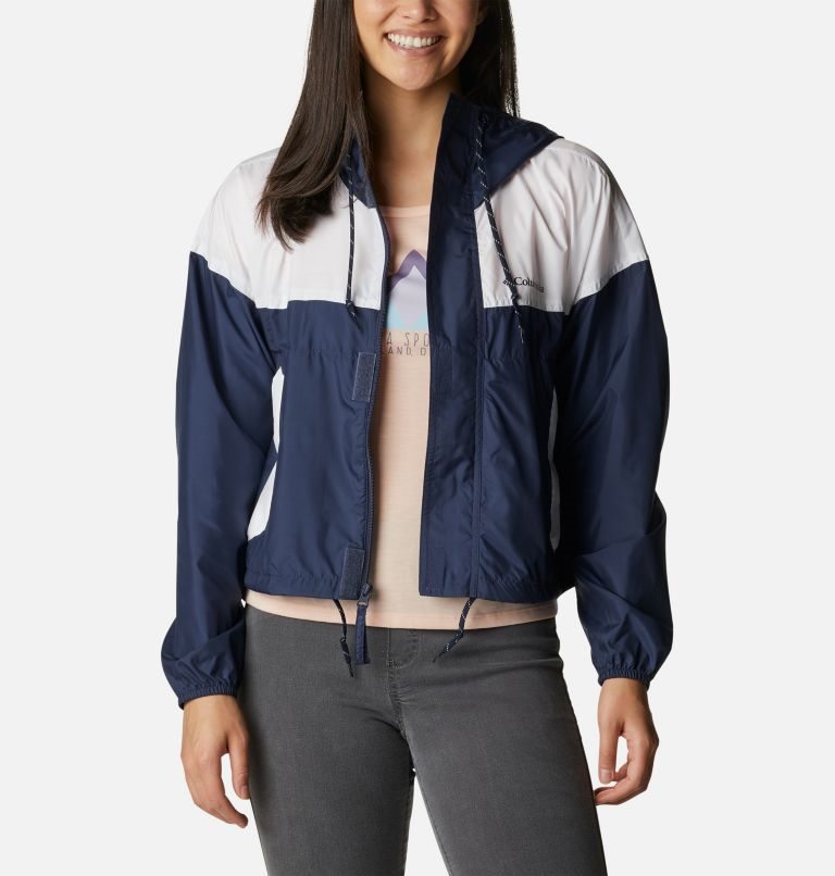 Columbia Flash Challenger Cropped Windbreaker Jakke Dame Marineblå Hvite | 09238C