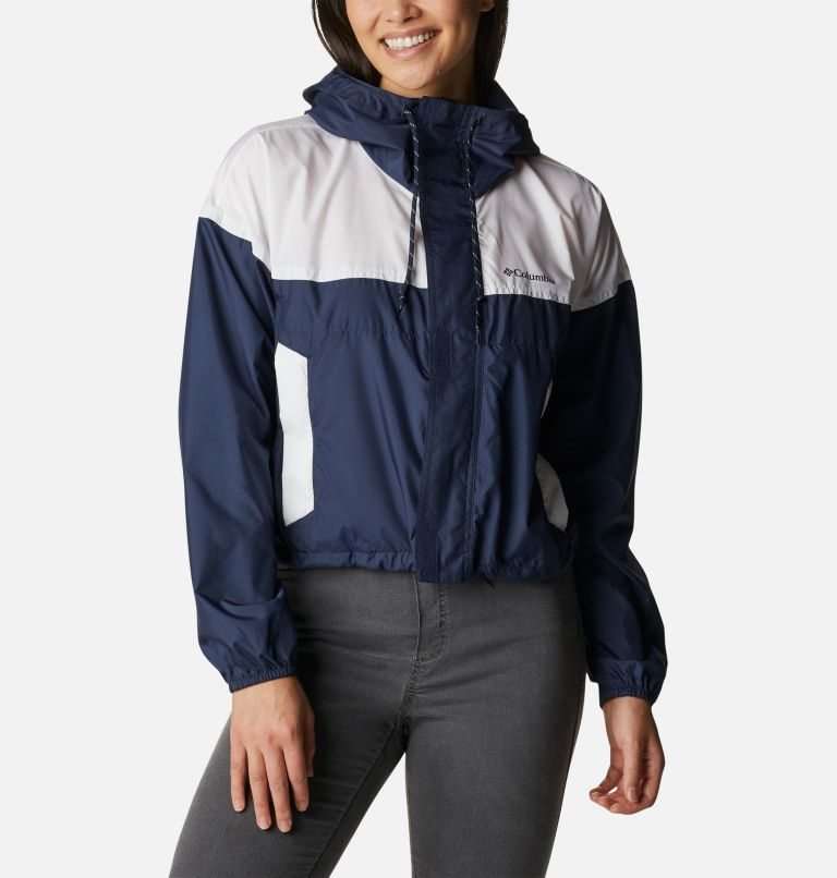 Columbia Flash Challenger Cropped Windbreaker Jakke Dame Marineblå Hvite | 09238C