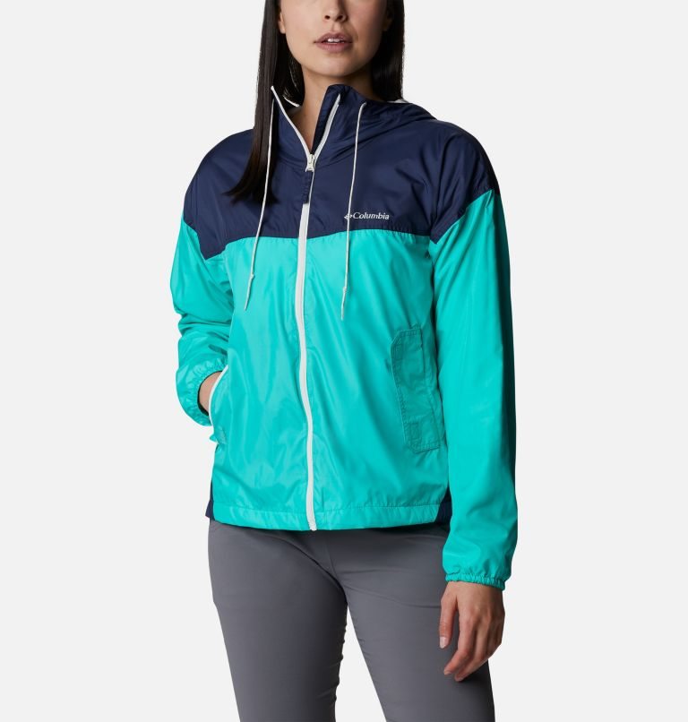 Columbia Flash Challenger Fleece Forede Windbreaker Jakke Dame Turkis Marineblå | 12807G