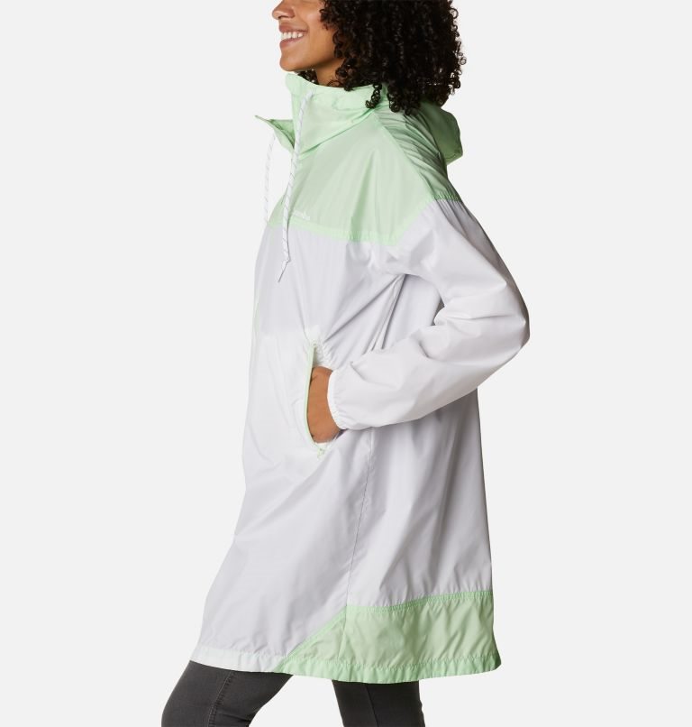 Columbia Flash Challenger Long Windbreaker Jakke Dame Hvite Mint | 15463K