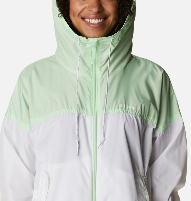 Columbia Flash Challenger Long Windbreaker Jakke Dame Hvite Mint | 15463K