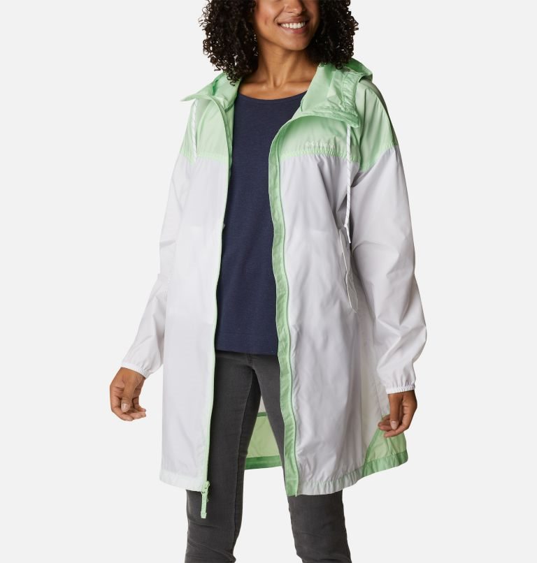 Columbia Flash Challenger Long Windbreaker Jakke Dame Hvite Mint | 15463K