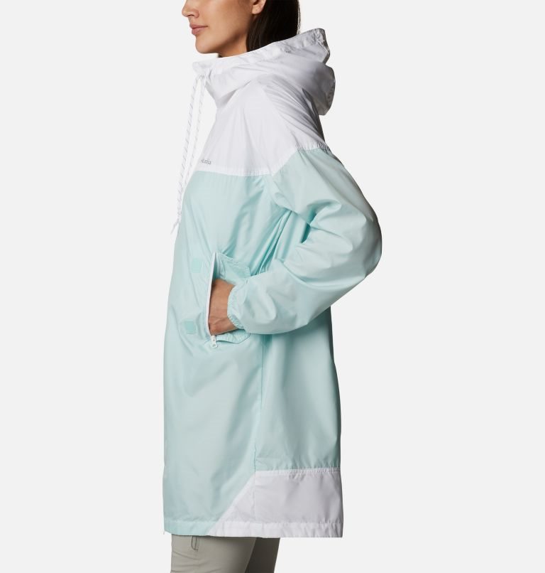 Columbia Flash Challenger Long Windbreaker Jakke Dame Hvite Turkis | 35908Q