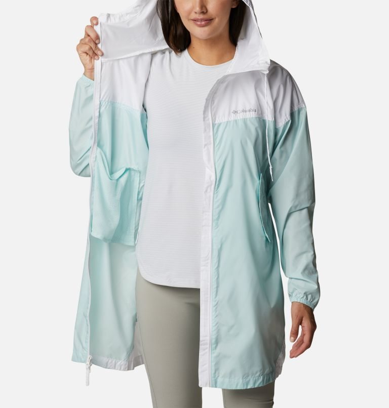 Columbia Flash Challenger Long Windbreaker Jakke Dame Hvite Turkis | 35908Q