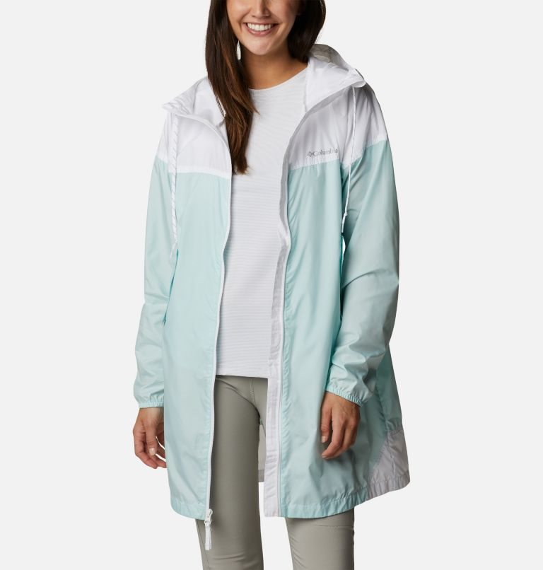 Columbia Flash Challenger Long Windbreaker Jakke Dame Hvite Turkis | 35908Q