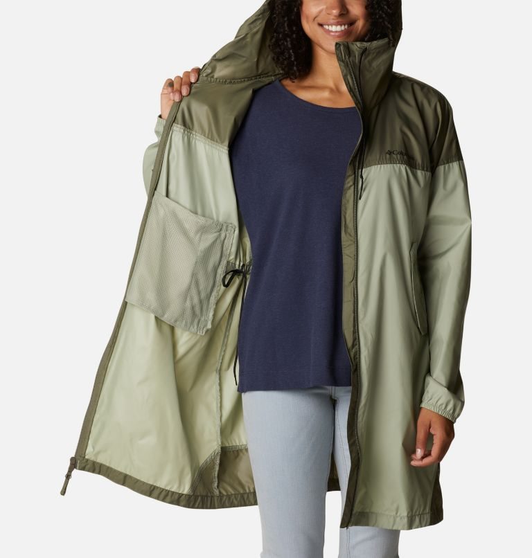 Columbia Flash Challenger Long Windbreaker Jakke Dame Olivengrønne | 45078R