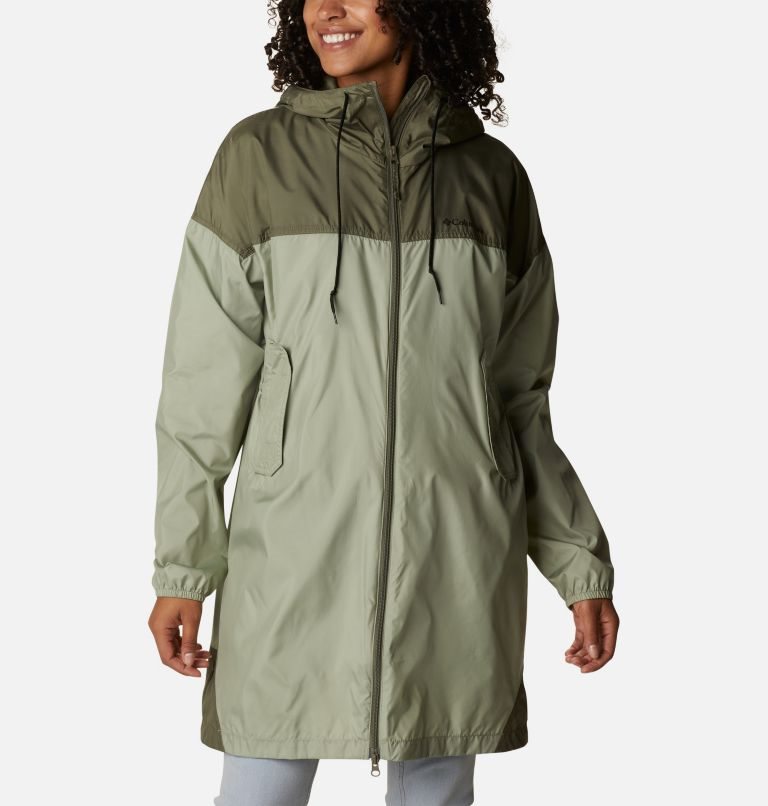 Columbia Flash Challenger Long Windbreaker Jakke Dame Olivengrønne | 45078R