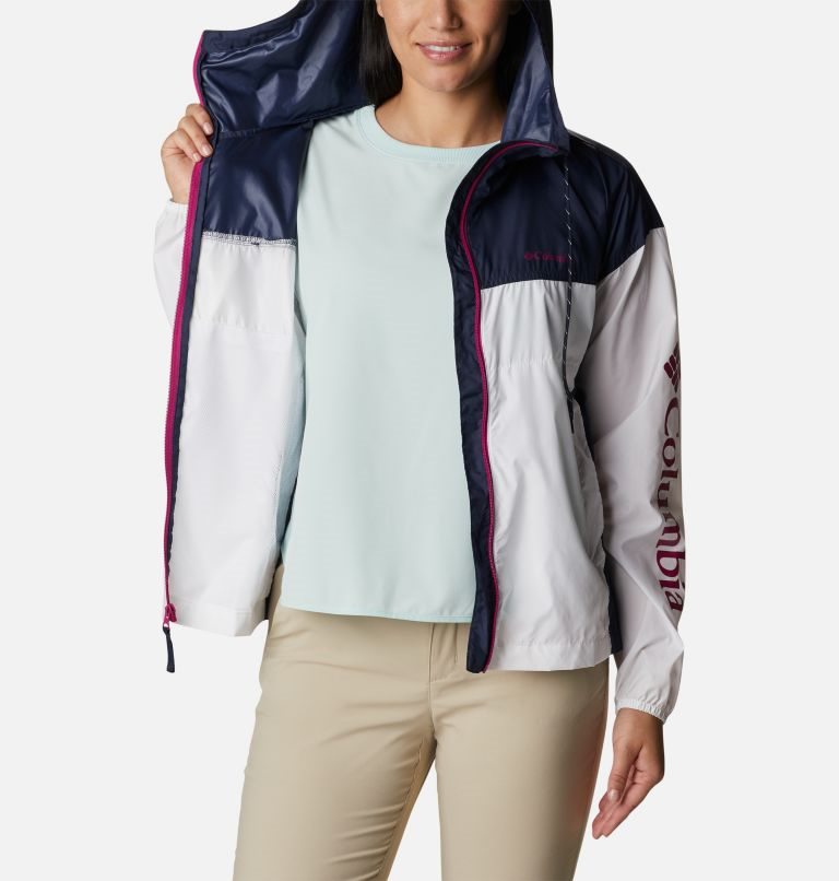 Columbia Flash Challenger Novelty Windbreaker Jakke Dame Hvite Marineblå | 53910R