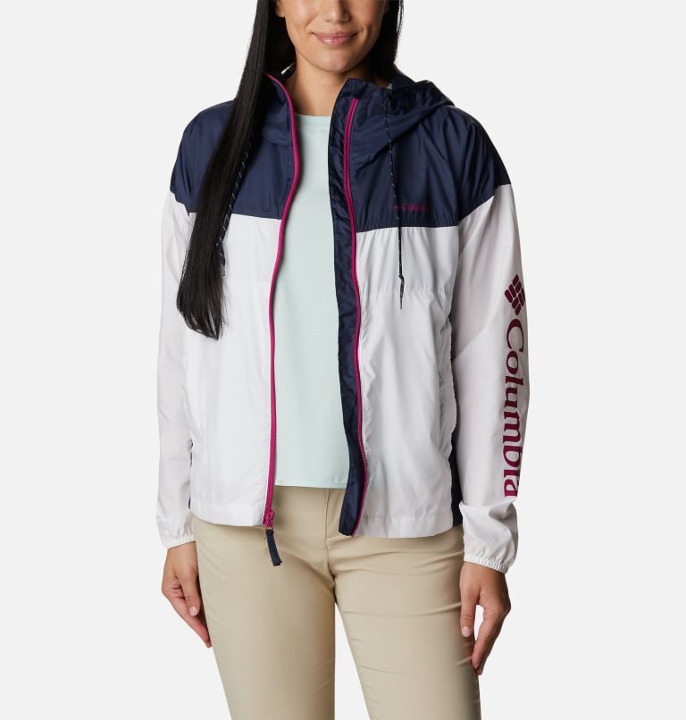 Columbia Flash Challenger Novelty Windbreaker Jakke Dame Hvite Marineblå | 53910R