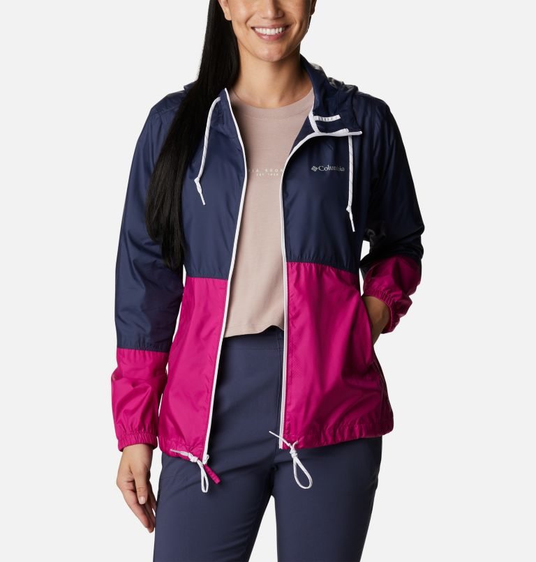 Columbia Flash Forward Windbreaker Jakke Dame Marineblå Fuchsia | 61240T