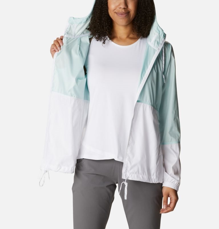 Columbia Flash Forward Windbreaker Jakke Dame Turkis Hvite | 62375F