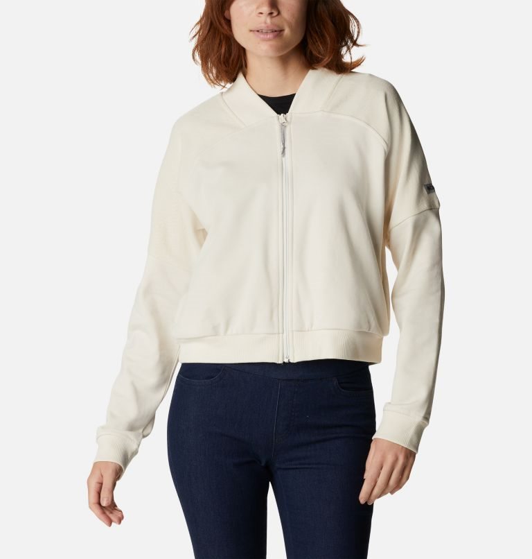 Columbia Lodge French Terry Full Zip Jakke Dame Pisket Krem | 79605J