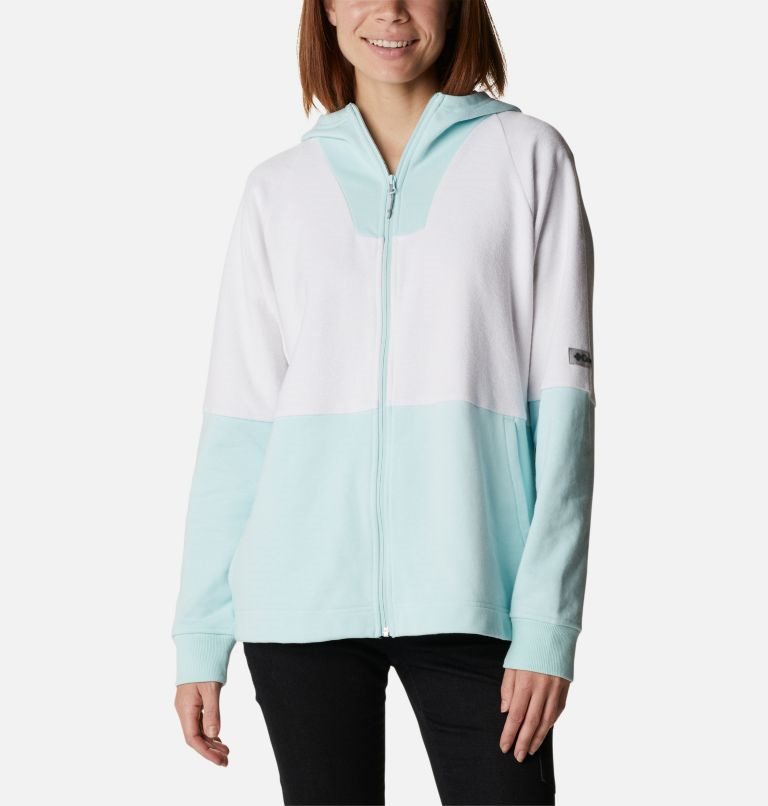 Columbia Lodge French Terry Hette Full-Zip Jakke Dame Hvite Turkis | 40526D