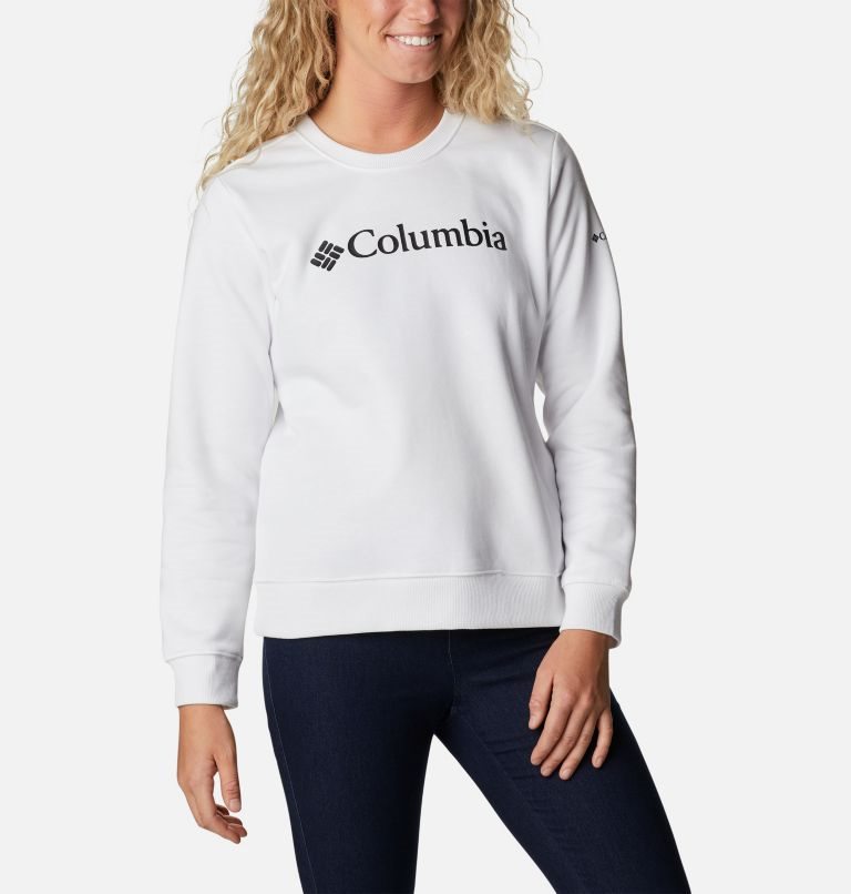 Columbia Logo Crew Gensere Dame Hvite | 82165J