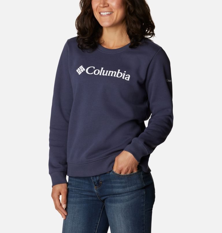 Columbia Logo Crew Gensere Dame Marineblå | 64752S