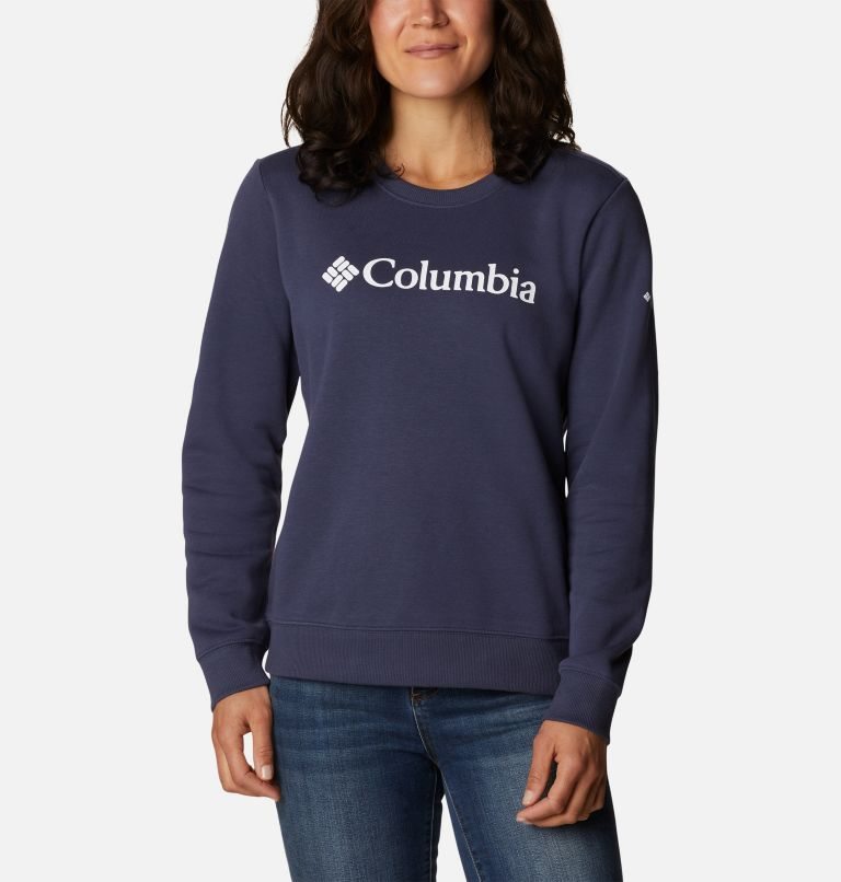 Columbia Logo Crew Gensere Dame Marineblå | 64752S