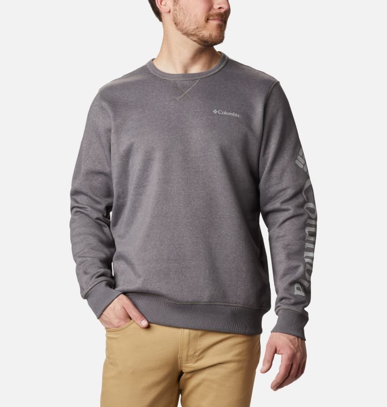 Columbia Logo Fleece Crew Gensere Herre Grå | 58649Q