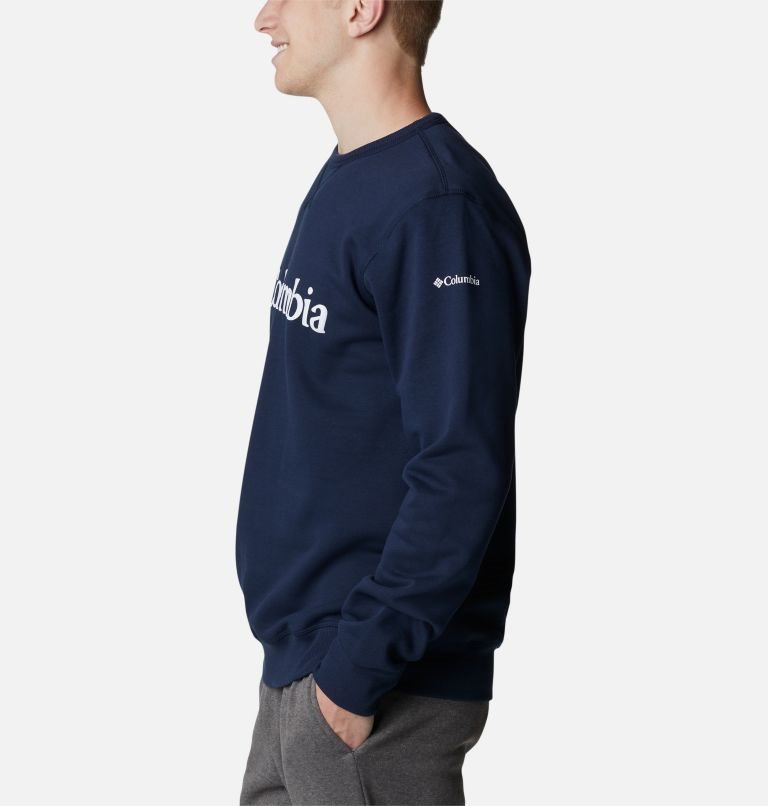 Columbia Logo Fleece Crew Gensere Herre Marineblå | 98132I