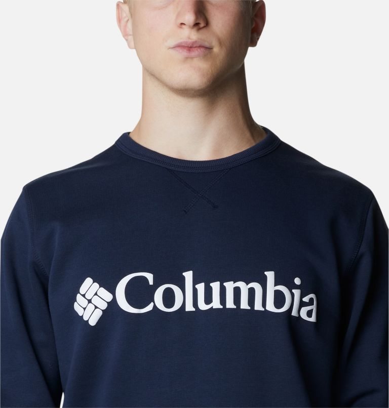 Columbia Logo Fleece Crew Gensere Herre Marineblå | 98132I