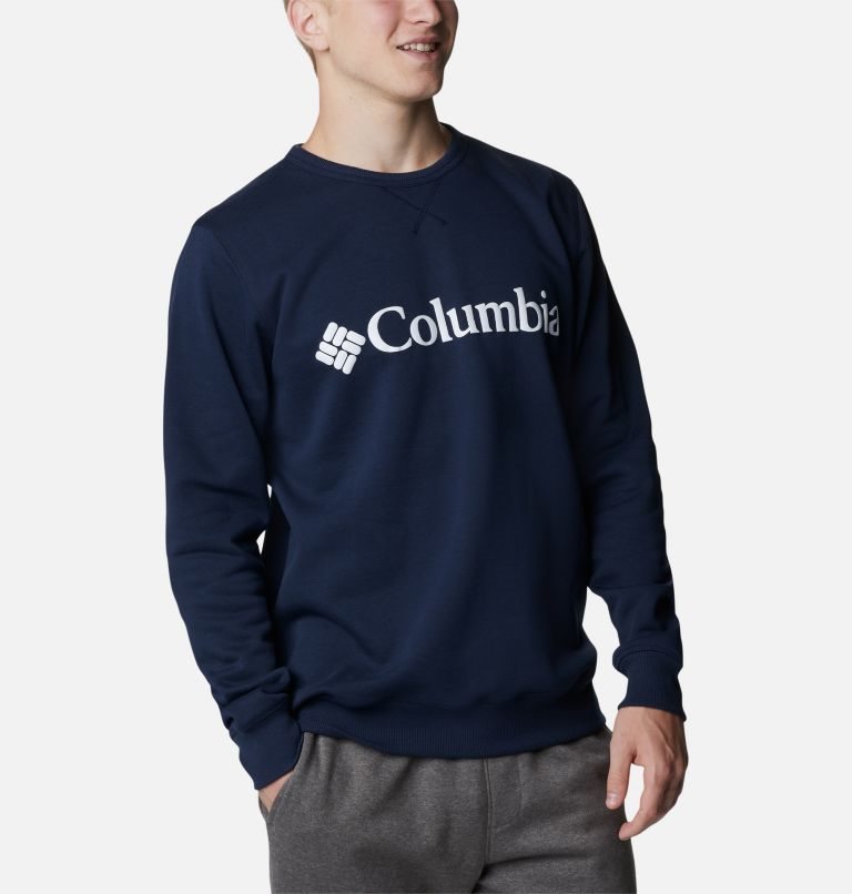 Columbia Logo Fleece Crew Gensere Herre Marineblå | 98132I