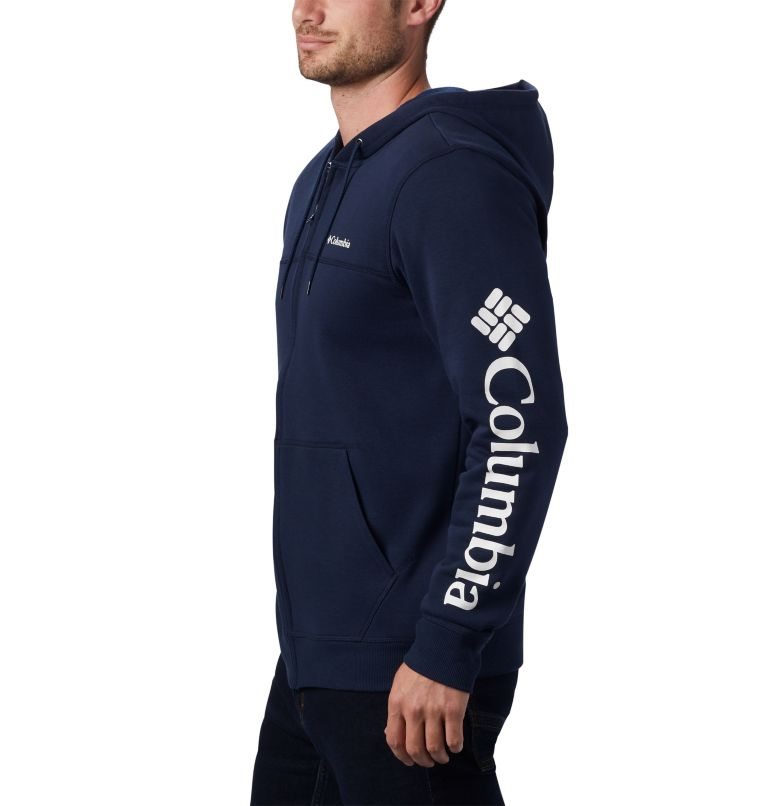 Columbia Logo Full Zip Fleece Hettegensere Herre Marineblå | 53492X