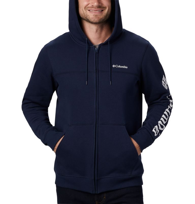 Columbia Logo Full Zip Fleece Hettegensere Herre Marineblå | 53492X