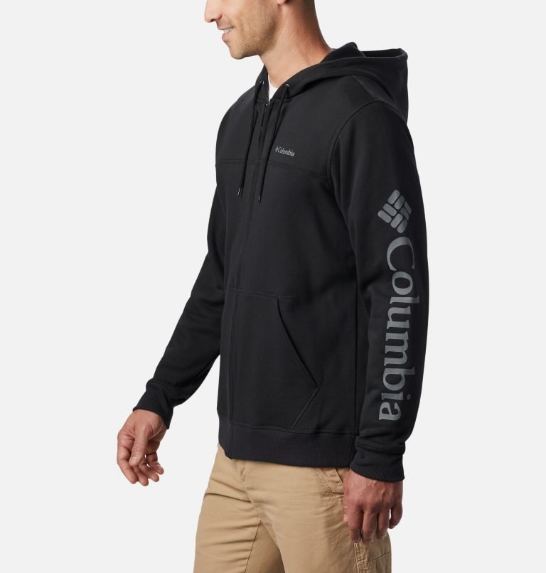 Columbia Logo Full Zip Fleece Hettegensere Herre Svarte | 68079A