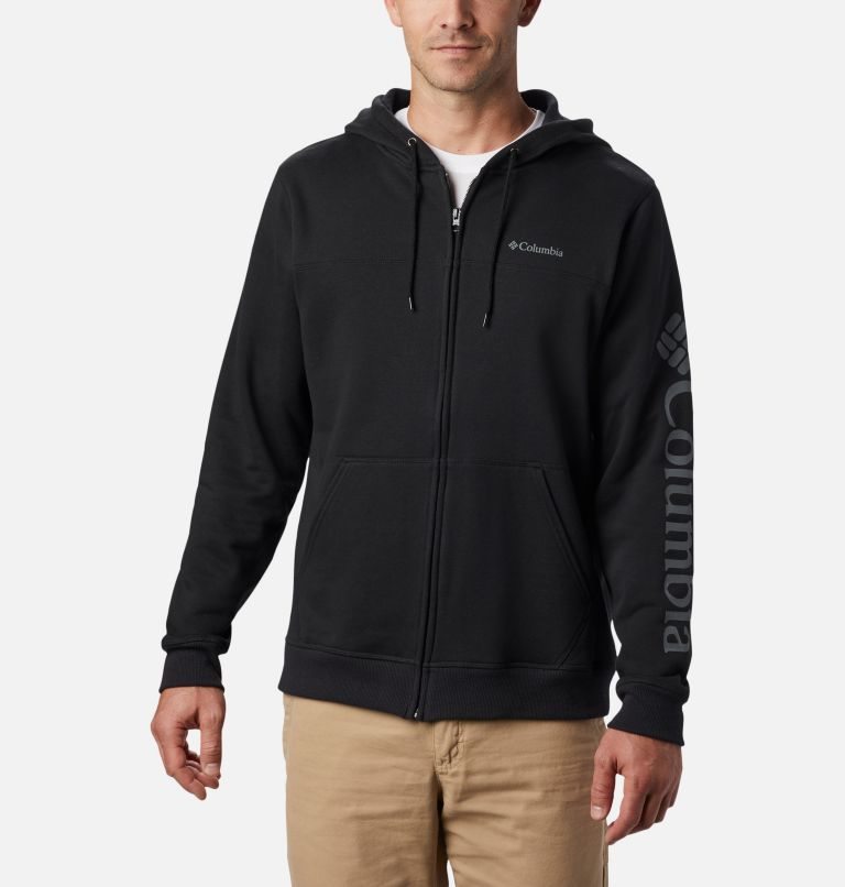 Columbia Logo Full Zip Fleece Hettegensere Herre Svarte | 68079A