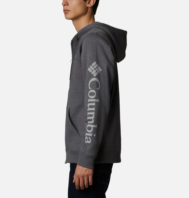 Columbia Logo Full Zip Fleece Hettegensere Herre Mørke Grå | 82910N