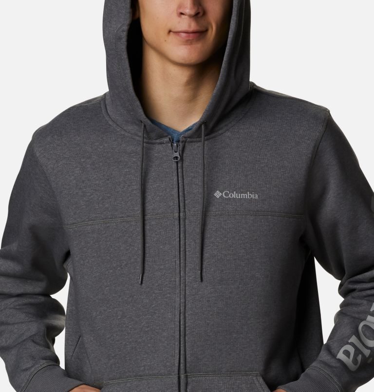 Columbia Logo Full Zip Fleece Hettegensere Herre Mørke Grå | 82910N