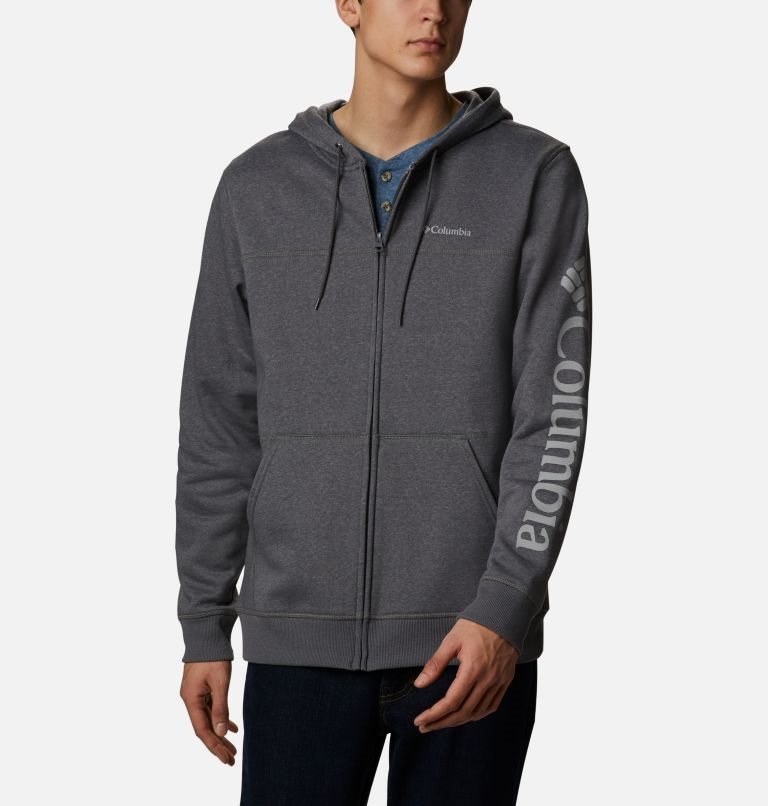 Columbia Logo Full Zip Fleece Hettegensere Herre Mørke Grå | 82910N