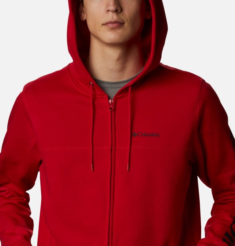 Columbia Logo Full Zip Fleece Hettegensere Herre Rød | 87602O