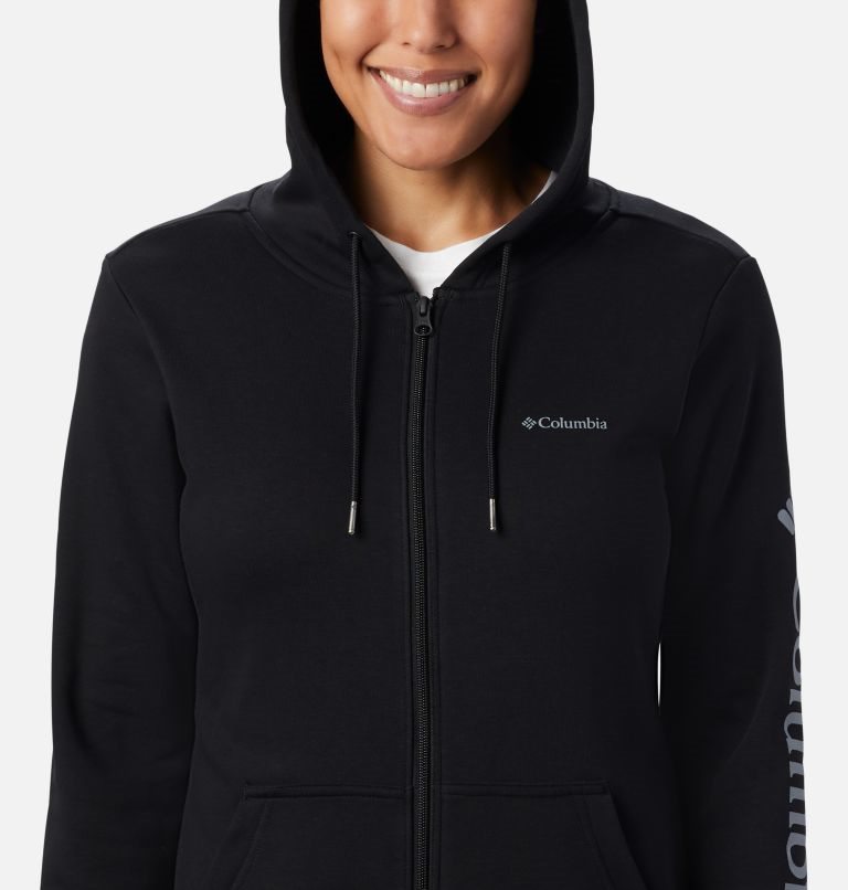 Columbia Logo Full Zip Hettegensere Dame Svarte | 50921N