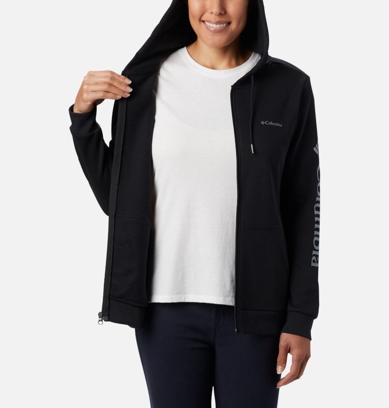 Columbia Logo Full Zip Hettegensere Dame Svarte | 50921N