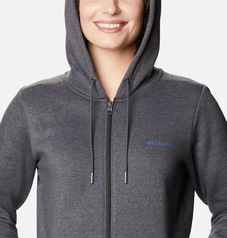 Columbia Logo Full Zip Hettegensere Dame Mørke Grå | 93254A