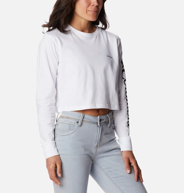 Columbia North Cascades Long Sleeve Cropped Gensere Dame Hvite | 87364F