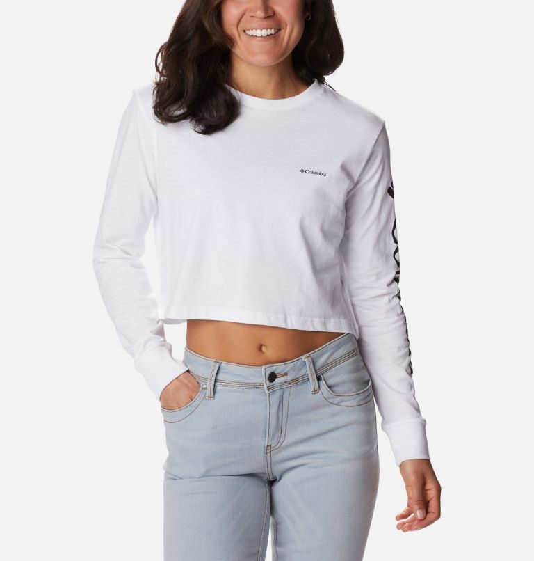 Columbia North Cascades Long Sleeve Cropped Gensere Dame Hvite | 87364F