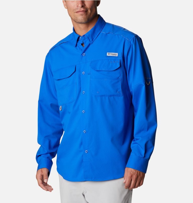 Columbia PFG Blood and Guts Zero Woven Long Sleeve Skjorte Herre Blå | 01496D