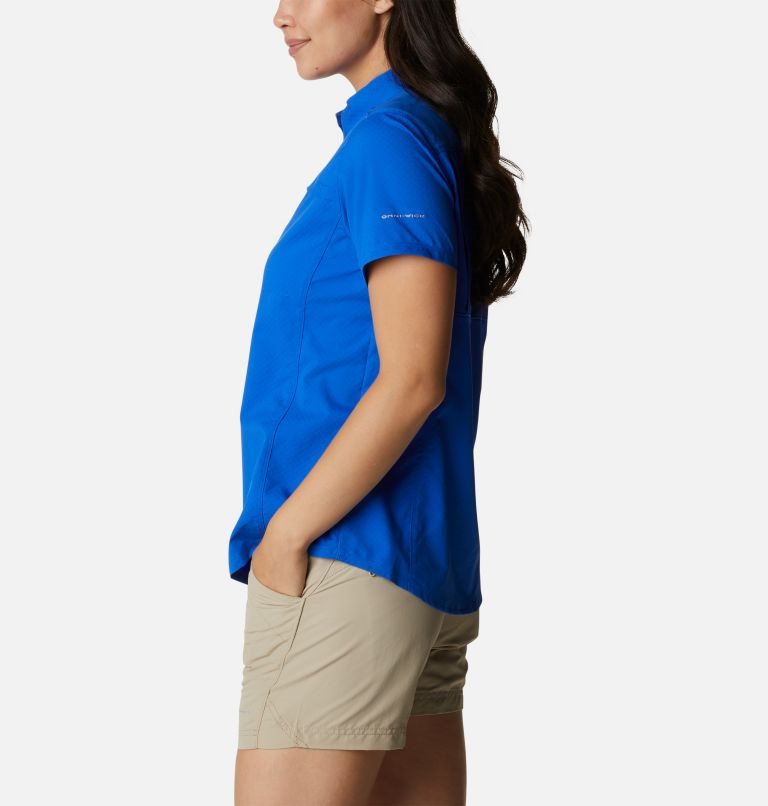 Columbia PFG Cool Release Woven Kort Sleeve Skjorte Dame Blå | 76521W