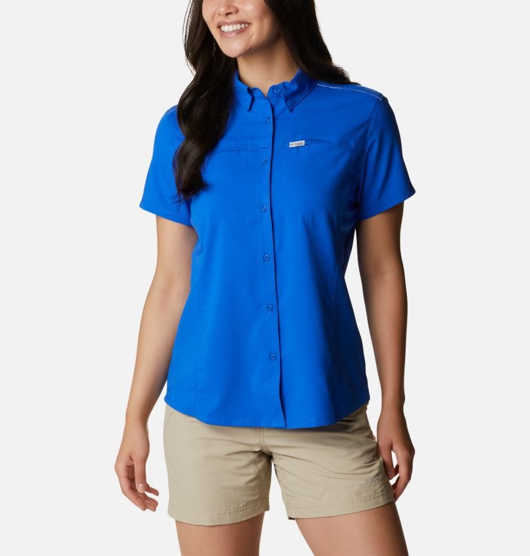 Columbia PFG Cool Release Woven Kort Sleeve Skjorte Dame Blå | 76521W