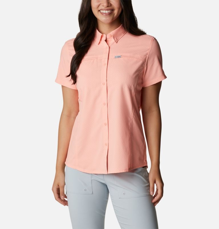 Columbia PFG Cool Release Woven Kort Sleeve Skjorte Dame Rosa | 94350I