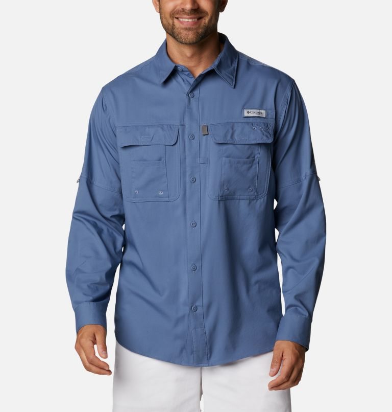 Columbia PFG Drift Guide Woven Long Sleeve Skjorte Herre Blå | 43291F