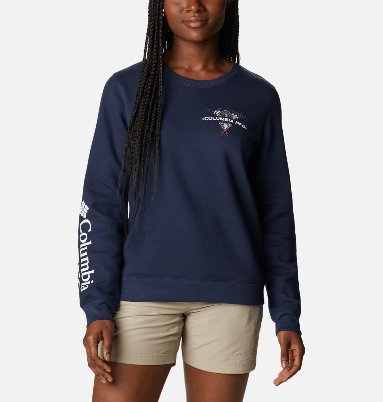 Columbia PFG Slack Vann Crew Gensere Dame Marineblå | 67325J