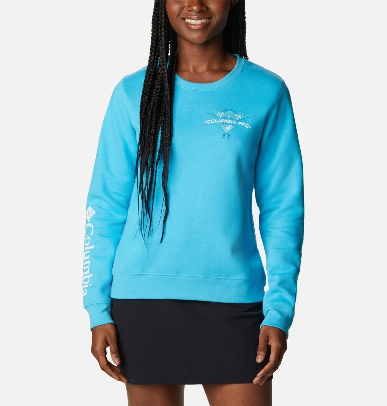 Columbia PFG Slack Vann Crew Gensere Dame Blå | 80436E