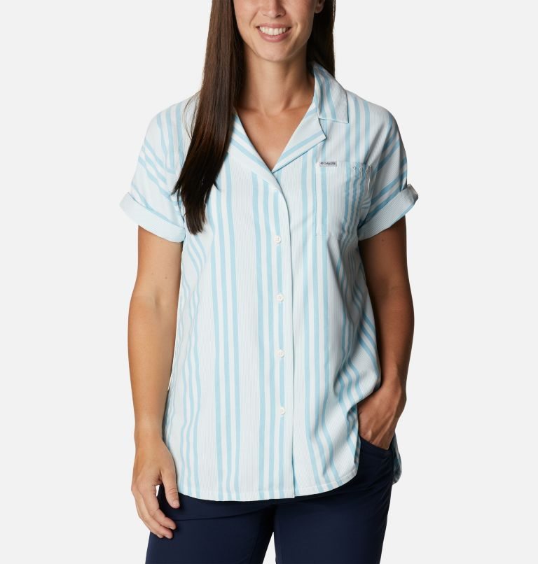 Columbia PFG Sun Drifter Woven Kort Sleeve Skjorte Dame Stripete | 92130J