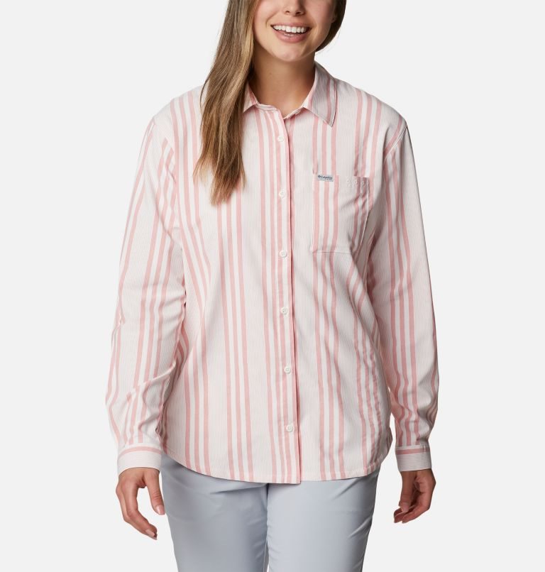 Columbia PFG Sun Drifter Woven Long Sleeve Skjorte Dame Stripete | 86421C